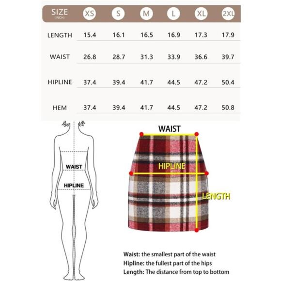Women’s High Waist Plaid Bodycon Wool Mini Skirt - Picture 6 of 7